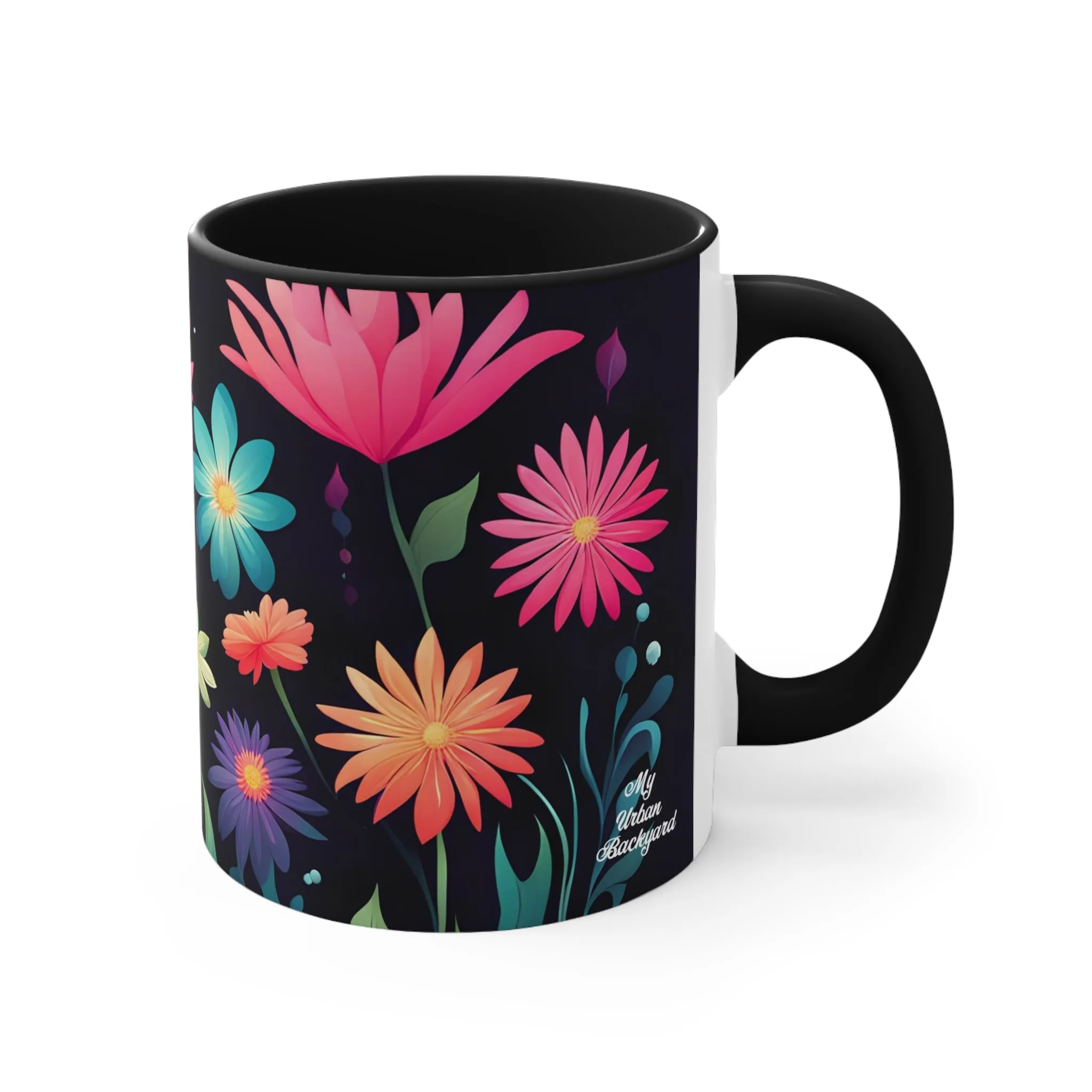 Colorful Flowers, Ceramic Mug - Perfect for Coffee, Tea, and More!