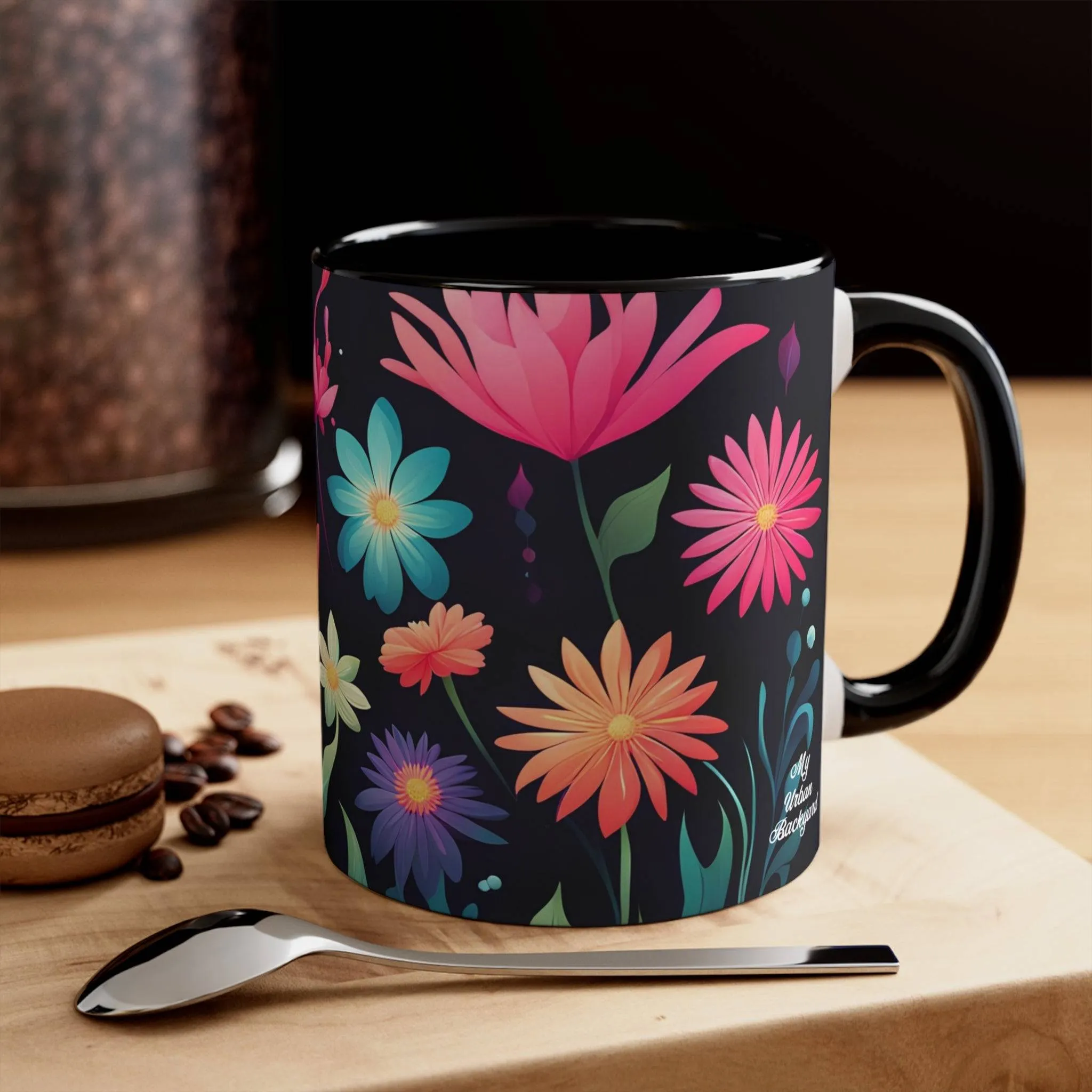 Colorful Flowers, Ceramic Mug - Perfect for Coffee, Tea, and More!