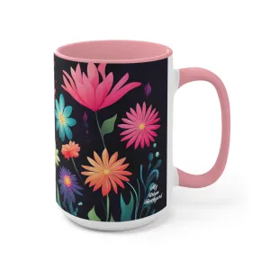 Colorful Flowers, Ceramic Mug - Perfect for Coffee, Tea, and More!