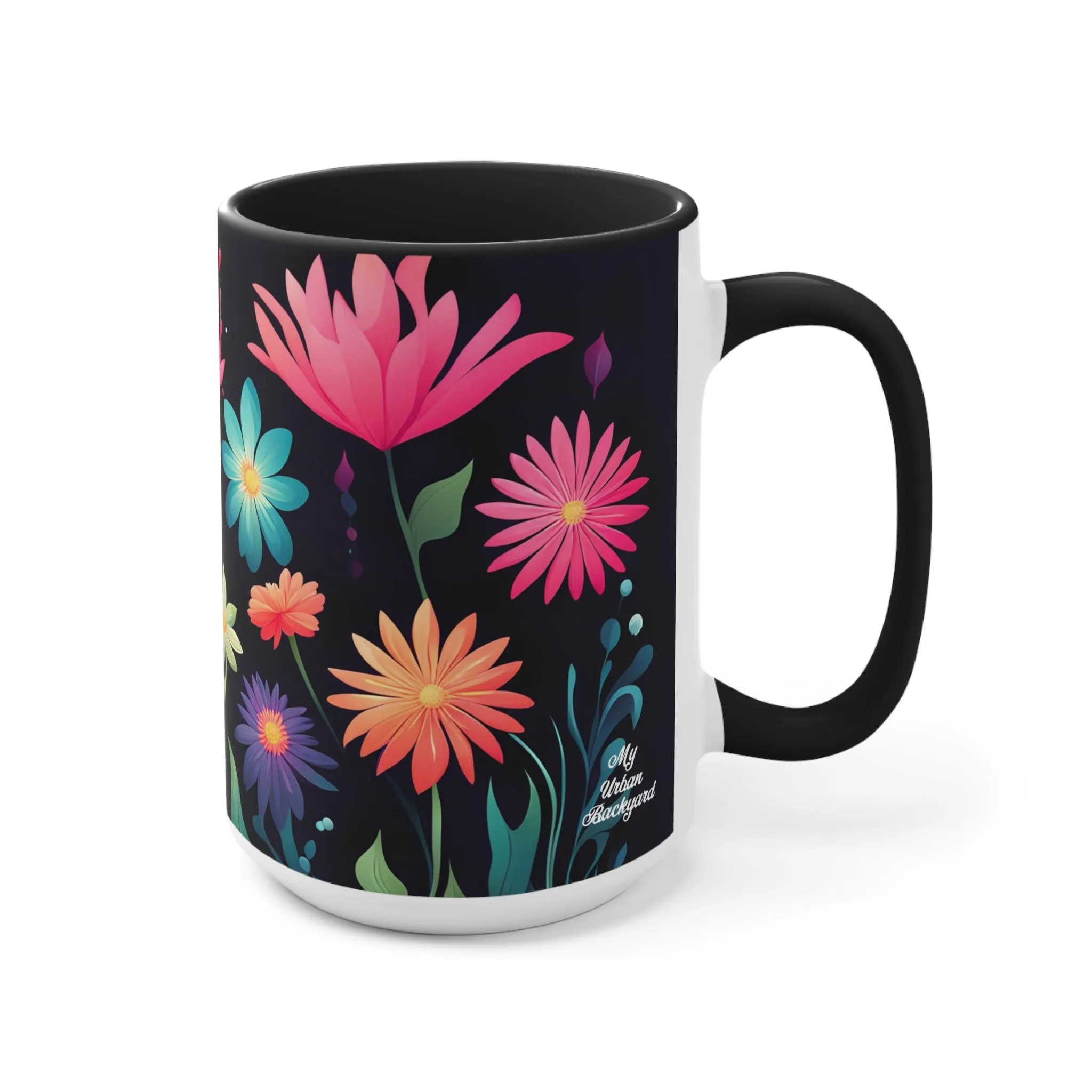 Colorful Flowers, Ceramic Mug - Perfect for Coffee, Tea, and More!