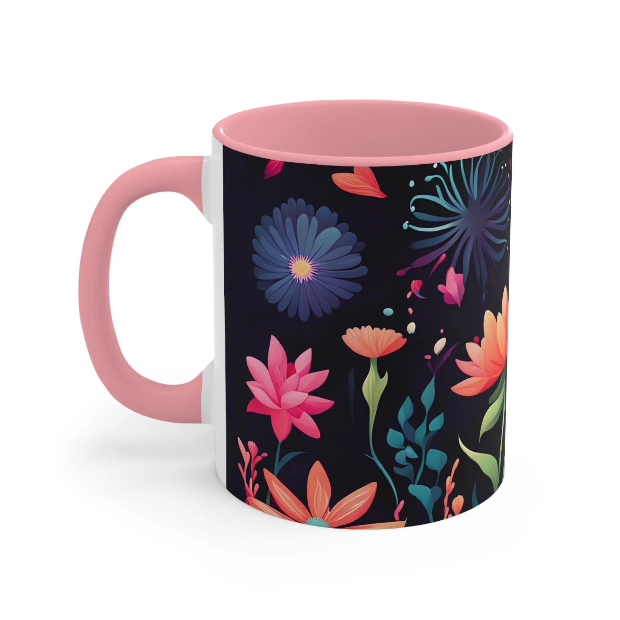 Colorful Flowers, Ceramic Mug - Perfect for Coffee, Tea, and More!