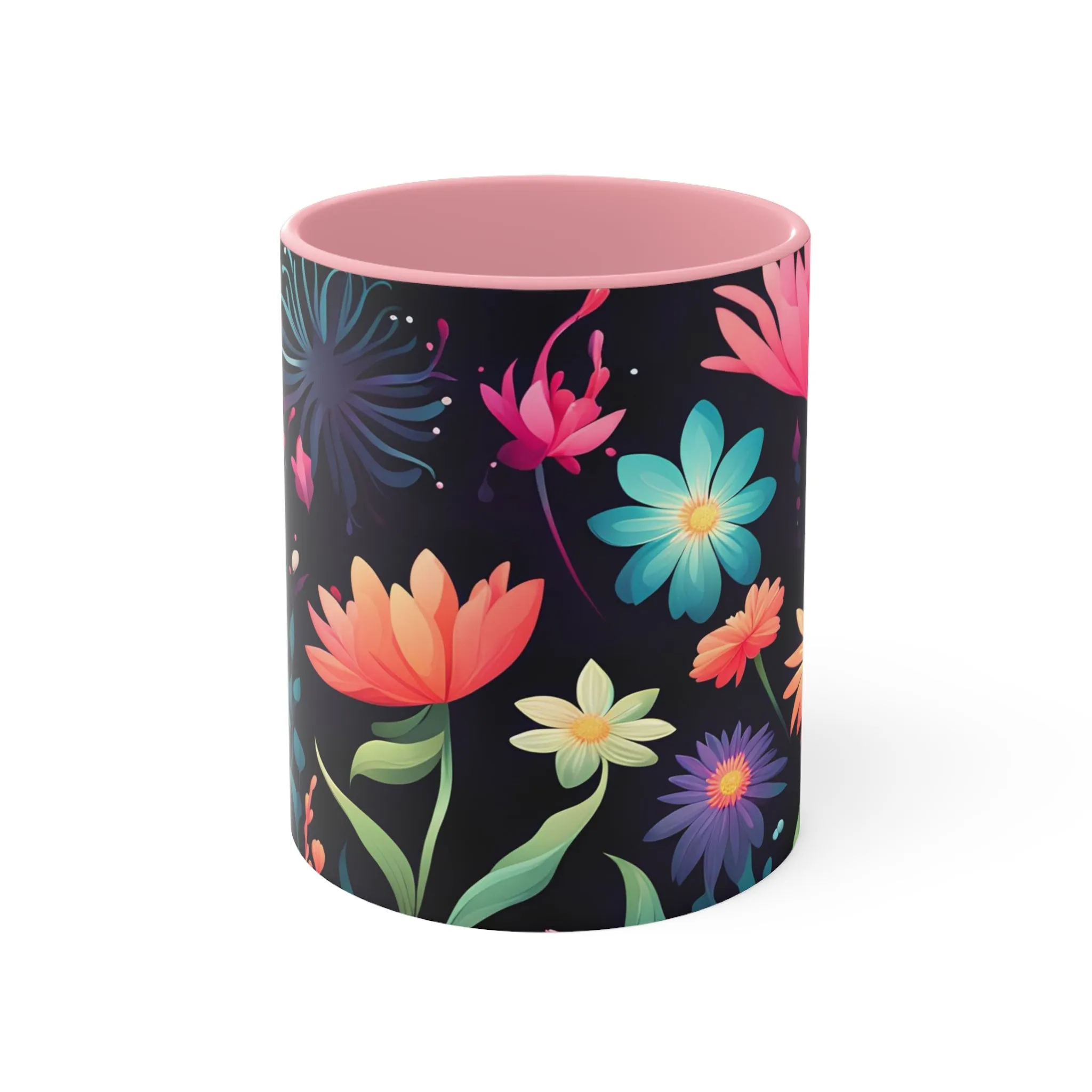 Colorful Flowers, Ceramic Mug - Perfect for Coffee, Tea, and More!